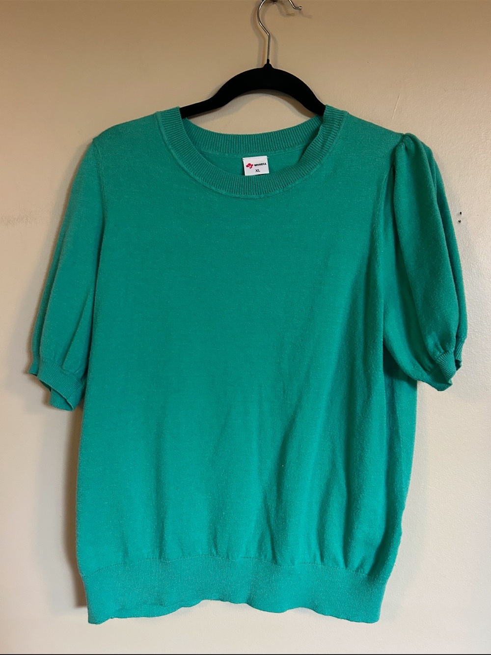 WIHOLL Green Puff Sleeve Sweater Top – XL